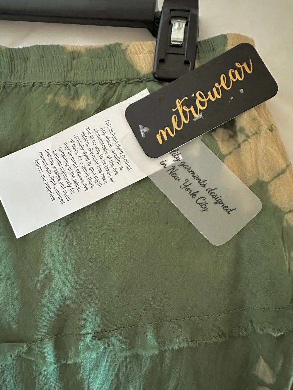 Tiered Maxi Skirt - size Small- Olive Green and beige tie-dye by Metro Wear - Picture 5 of 7